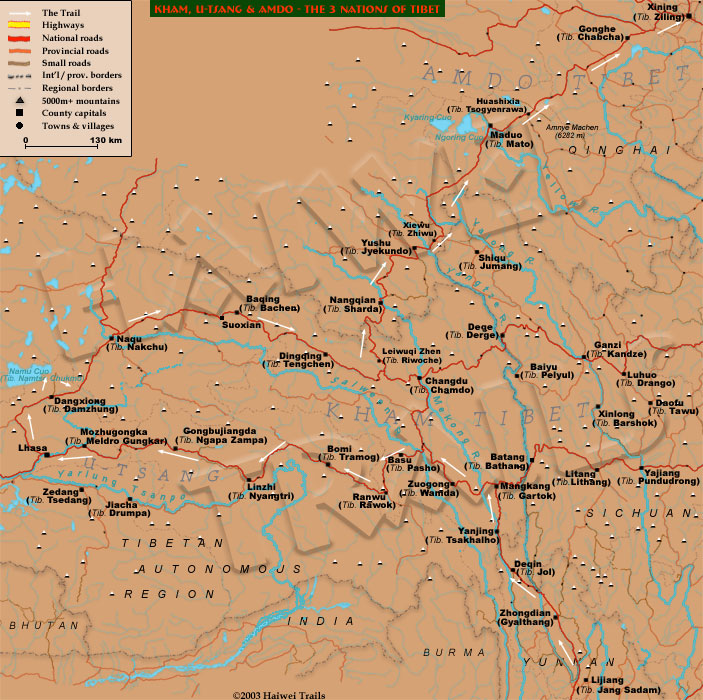 A 25-day expedition through Kham, U-Tsang & Amdo Tibet, via Lijiang, Deqin, Zuogong, Ranwu, Linzhi, Basong, Lhasa, Naqu, Riwoche and Yushu, to Xining.